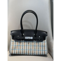 Borse a tracolla Hermès Birkin 29 in tela Toile H ricamata Nero