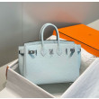 Borse Hermes Birkin 25cm/30cm azzurro Clemence hardware argento