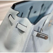 Borse Hermes Birkin 25cm/30cm azzurro Clemence hardware argento