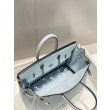 Borse Hermes Birkin 25cm/30cm azzurro Clemence hardware argento