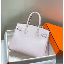 Borse Hermes Birkin 25cm/30cm Rosa Clemence hardware argento
