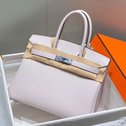 Borse Hermes Birkin 25cm/30cm Rosa Clemence hardware argento