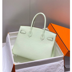 Borse Hermes Birkin 25cm/30cm verde chiaro Clemence hardware argento
