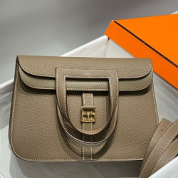 Borse Hermes Halzan 25 marrone grigiastro clemence