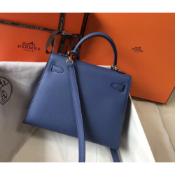 Borse Hermes Kelly 25cm Sellier blu Epsom