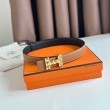 Alta gamma replica Cintura reversibile Hermes H Medor 24MM Epsom Marrone