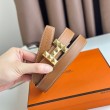 Alta gamma replica Cintura reversibile Hermes H Medor 24MM Epsom Marrone