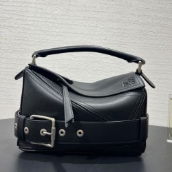 Replica qualità specchio Borsa Loewe Large Puzzle Biker Nera