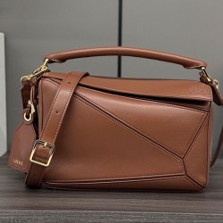 Replica qualità specchio Borsa Loewe Featherlight Puzzle piccola Caffè