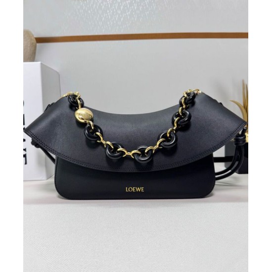 Replica Borsa a tracolla Loewe Ola media Nero Imitazioni Replica qualità specchio Borsa a tracolla Loewe Ola media Nero