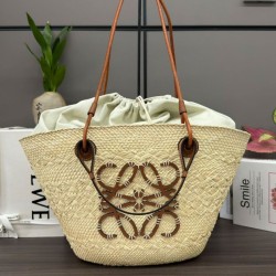 Replica qualità specchio Borsa a cestino Loewe Large Anagram Caffè