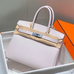 Replica qualità specchio Borse Hermes Birkin 25cm/30cm Rosa Clemence hardware argento