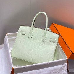 Replica Borse Hermes Birkin 25cm/30cm verde chiaro Clemence hardware argento Imitazioni Replica qualità specchio Borse Hermes Birkin 25cm/30cm verde chiaro Clemence hardware argento
