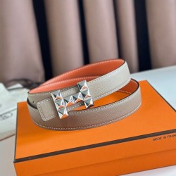 Replica qualità specchio Cintura reversibile Hermes H Medor 24MM Epsom Grigio