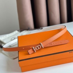 Replica qualità specchio Cintura reversibile Hermes Ancre 13MM donna Epsom Arancia