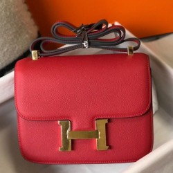Replica qualità specchio Borsa Hermes Constance MM 24cm Rossa Epsom