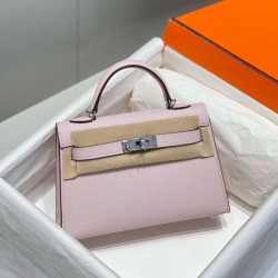 Replica Borsa Hermes Kelly Mini II Malva pallido Epsom con hardware dorato Imitazioni Replica qualità specchio Borsa Hermes Kelly Mini II Malva pallido Epsom con hardware dorato