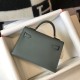 Replica qualità specchio Borse Imitazioni Hermes Kelly Mini II Vert Amande Epsom con hardware dorato