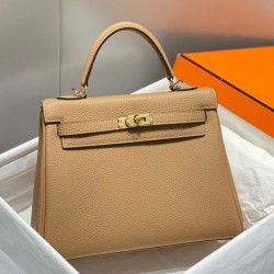 Replica qualità specchio Qualità superiore replica Hermes Kelly 20cm/25cm marrone Clemence