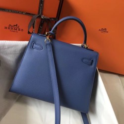 Replica Borse Hermes Kelly 25cm Sellier blu Epsom Imitazioni Replica qualità specchio Borse Hermes Kelly 25cm Sellier blu Epsom