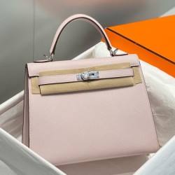 Replica qualità specchio Borsa Hermes Kelly 25cm Sellier Rosa Epsom