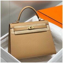 Replica qualità specchio Borse Firmate  Hermes Kelly 28cm/32cm cammello Epsom GHW