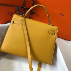 Replica Borsa Hermes Kelly 28cm/32cm Giallo Epsom hardware dorato Imitazioni Replica qualità specchio Borsa Hermes Kelly 28cm/32cm Giallo Epsom hardware dorato