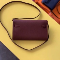 Replica qualità specchio Alta gamma replica Portafoglio Hermes Kelly Classique To Go Epsom Bordeaux