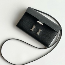 Replica qualità specchio Portafoglio Hermes Constance To Go Epsom Nero