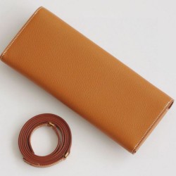 Replica qualità specchio Portafoglio Hermes Maillon To Go Epsom marrone