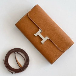 Alta gamma replica imitazione Portafoglio Hermes Constance To Go Epsom Marrone