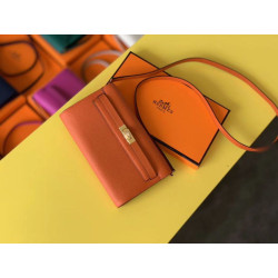 Portafoglio Hermes Kelly Classique To Go Epsom arancia