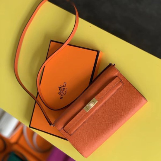 Portafoglio Hermes Kelly Classique To Go Epsom arancia