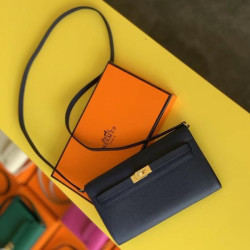 Portafoglio Hermes Kelly Classique To Go Epsom Blu Scuro