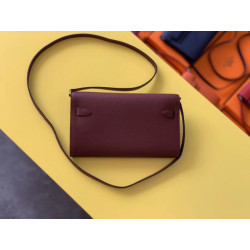 Alta gamma replica Portafoglio Hermes Kelly Classique To Go Epsom Bordeaux