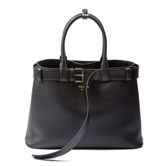 Borsa a mano grande con fibbia Prada con cintura 1BA416 Nero
