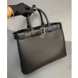 Borsa a mano grande con fibbia Prada con cintura 1BA416 Nero