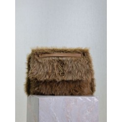 Borsa a tracolla grande YSL Saint Laurent Niki in montone marrone