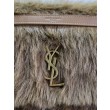 Borsa a tracolla grande YSL Saint Laurent Niki in montone marrone