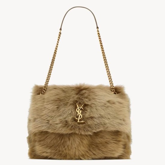 Borsa a tracolla grande YSL Saint Laurent Niki in montone marrone