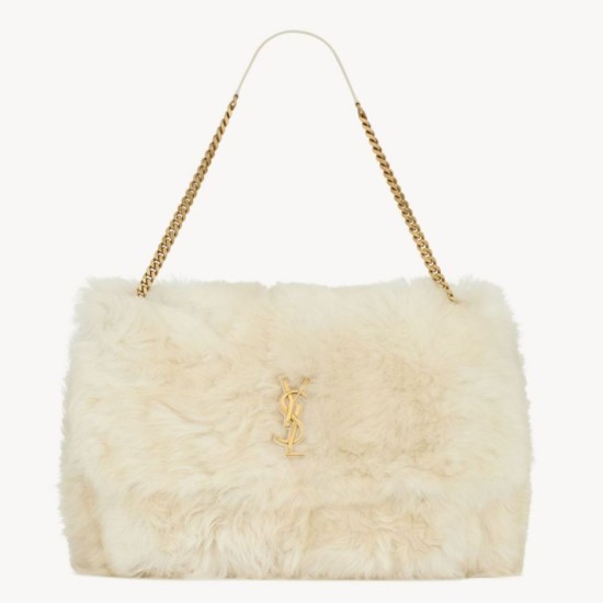 Borsa a tracolla oversize YSL Saint Laurent Niki in montone bianco