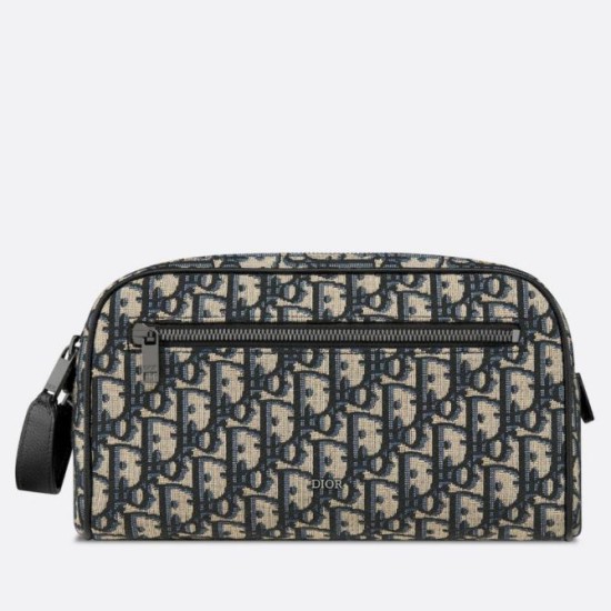 Borsa da toilette Dior in jacquard beige obliquo Dior