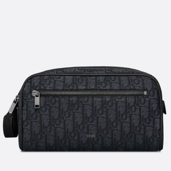 Borsa da toilette Dior in jacquard nero obliquo Dior