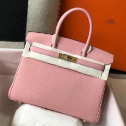 Borsa Hermes rosa Clemence Birkin 30 cm GHW