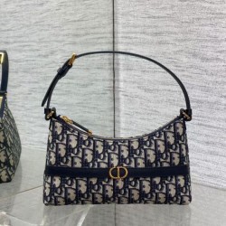 Qualità Specchio Replica Mini borsa Dior 30 Montaigne Cigale in jacquard blu obliquo Riproduzione Fedele Mini borsa Dior 30 Montaigne Cigale in jacquard blu obliquo imitazioni