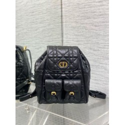 Zaino medio Dior Caro in pelle di agnello nero Macrocannage Zaino medio Dior Caro in pelle di agnello nero Macrocannage