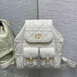 Qualità Specchio Replica Zaino medio Dior Caro in pelle di agnello bianco Macrocannage Riproduzione Fedele Zaino medio Dior Caro in pelle di agnello bianco Macrocannage imitazioni