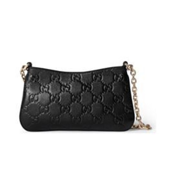 Dettagli perfetti Borsa Super Mini Gucci con stemma GG 815278 Nera