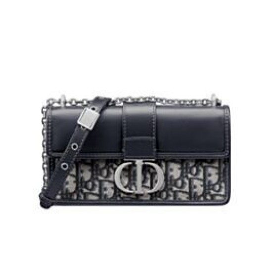 Dior 30 Montaigne East-West Bag con catena Blu scuro