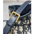 Dior 30 Montaigne Mini Bucket Bag con coulisse Blu scuro